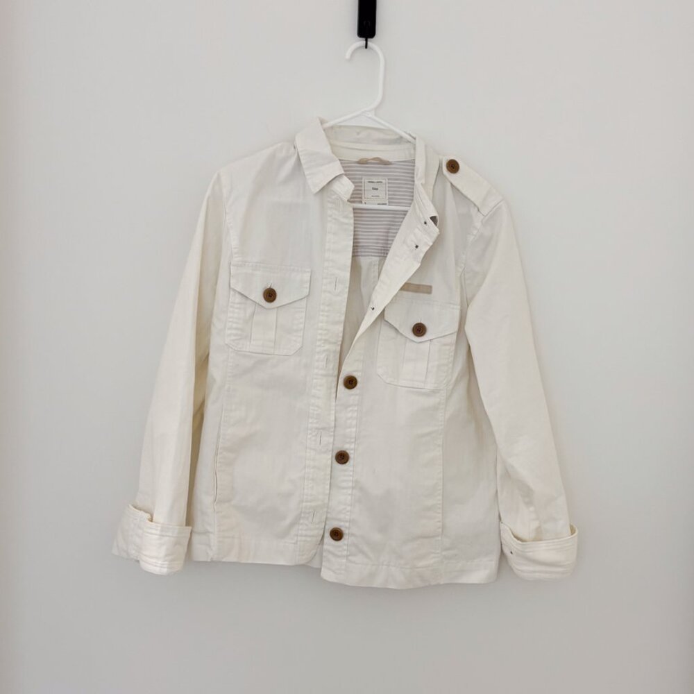 Gap Cream Ivory Button Front Denim Jacket Blazer Small